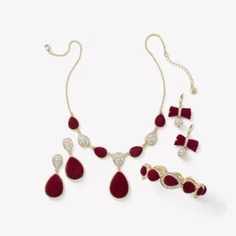 Monet Jewelry Gold Tone Velvet Womens Glass Hypoallergenic Drop Earrings