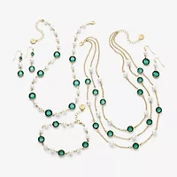 Liz Claiborne Gold Tone Beaded Womens Simulated Pearl Round Drop Earrings