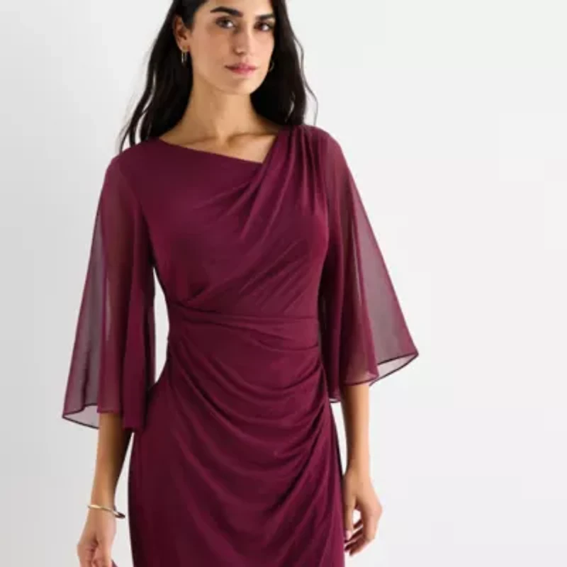 Connected Apparel Womens 3/4 Sleeve Sheath Dress