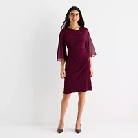 Connected Apparel Womens 3/4 Sleeve Sheath Dress