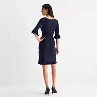 Connected Apparel Womens 3/4 Sleeve Sheath Dress