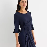 Connected Apparel Womens 3/4 Sleeve Sheath Dress