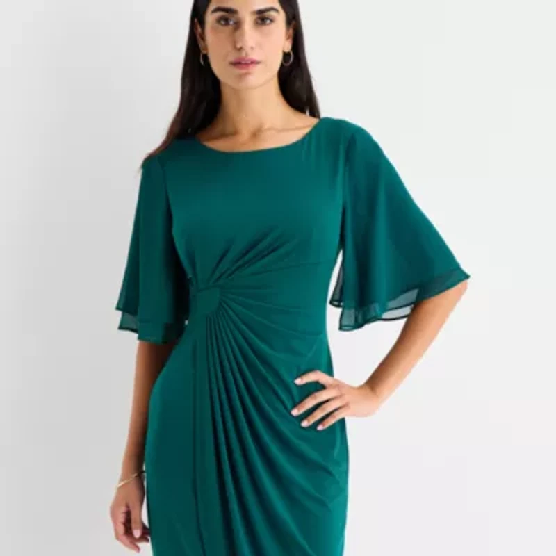 Connected Apparel Womens Short Sleeve Sheath Dress