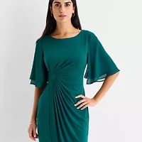 Connected Apparel Womens Short Sleeve Sheath Dress