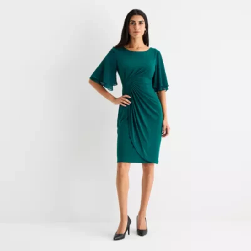 Connected Apparel Womens Short Sleeve Sheath Dress
