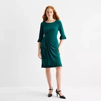 Connected Apparel Womens 3/4 Sleeve Sheath Dress
