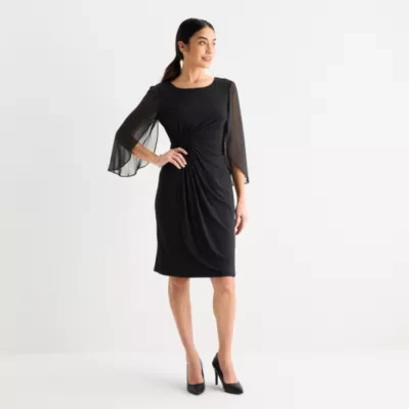 Connected Apparel Womens 3/4 Sleeve Sheath Dress
