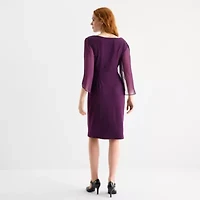 Connected Apparel Womens 3/4 Sleeve Sheath Dress