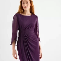 Connected Apparel Womens 3/4 Sleeve Sheath Dress