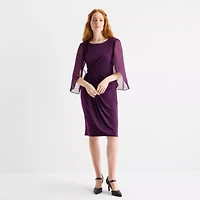 Connected Apparel Womens 3/4 Sleeve Sheath Dress