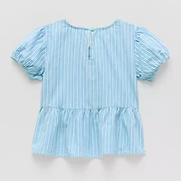 Okie Dokie Toddler & Little Girls Round Neck 3/4 Sleeve Peplum Top