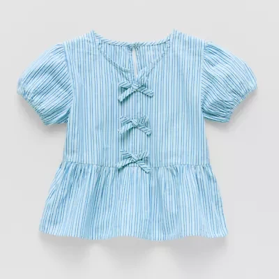 Okie Dokie Toddler & Little Girls Round Neck 3/4 Sleeve Peplum Top