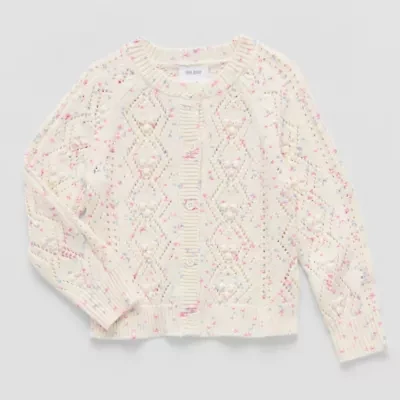 Okie Dokie Toddler & Little Girls Round Neck Long Sleeve Button Cardigan