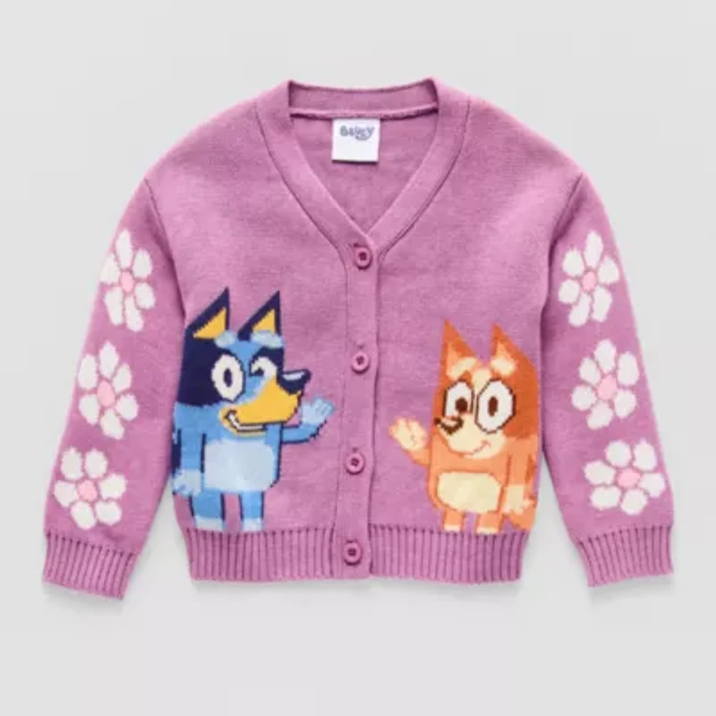 Happy Threads Toddler Girls V Neck Long Sleeve Button Bluey Cardigan