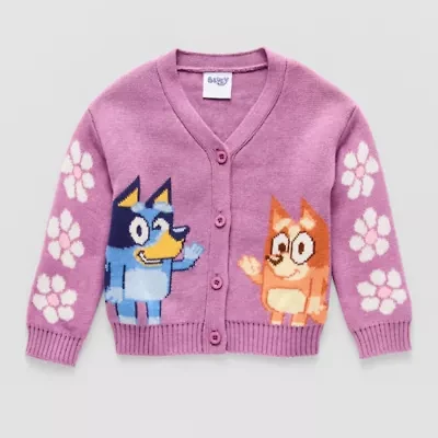 Happy Threads Toddler Girls V Neck Long Sleeve Button Bluey Cardigan