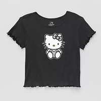 Little & Big Kid Girls Round Neck Short Sleeve Regular Fit Hello Kitty Graphic T-Shirt