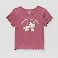 Little & Big Kid Girls Round Neck Short Sleeve Regular Fit Hello Kitty Graphic T-Shirt