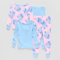Disney Collection Toddler Girls Lilo & Stitch Crew Neck Long Sleeve 4-pc. Pajama Sets