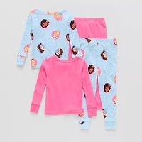 Disney Collection Toddler Girls Princess Crew Neck Long Sleeve 4-pc. Pajama Sets