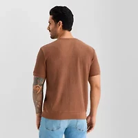 mutual weave Chunky Thermal Mens Crew Neck Short Sleeve T-Shirt