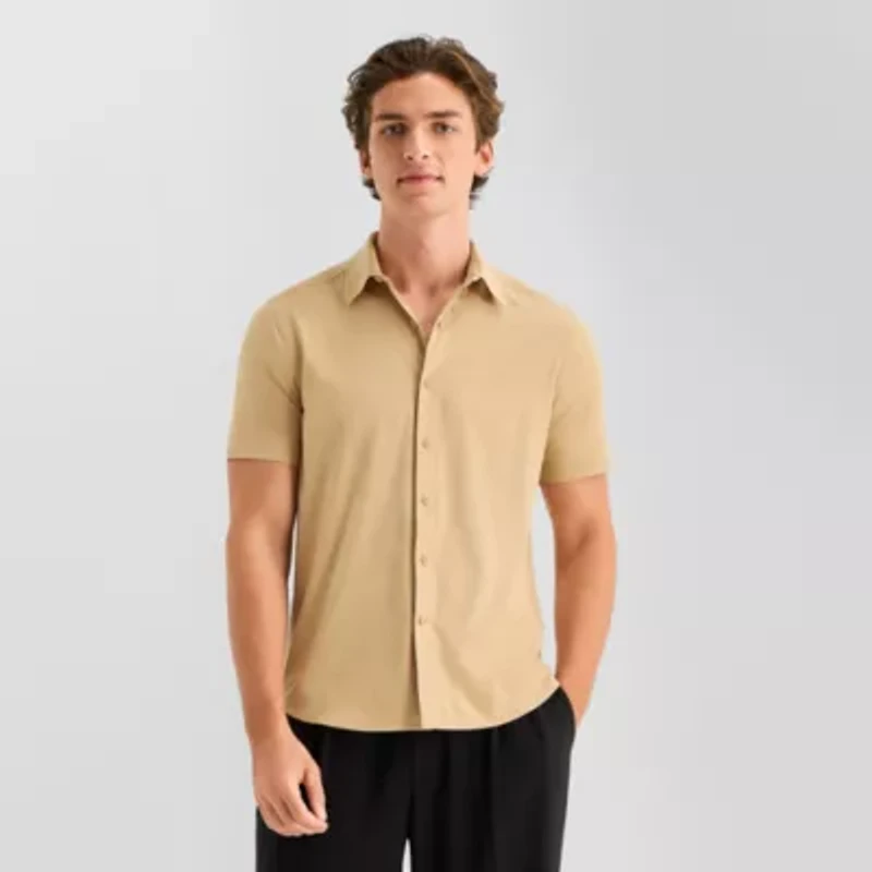 Stylus Mens Short Sleeve Button-Down Shirt