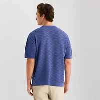 J. Ferrar Textured Mens Crew Neck Short Sleeve Pullover Sweater