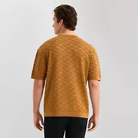 J. Ferrar Textured Mens Crew Neck Short Sleeve Pullover Sweater