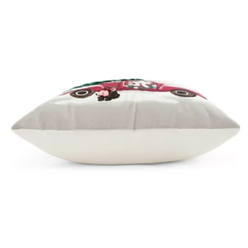 North Pole Trading Co. Truck Dog Square Throw Pillow