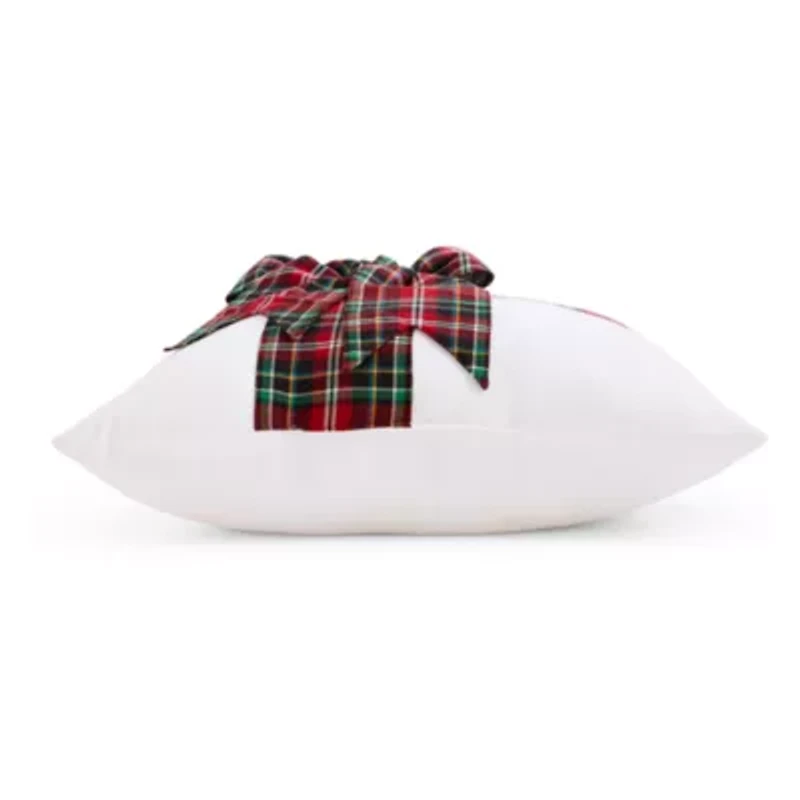 North Pole Trading Co. Plaid Bow Square Throw Pillow