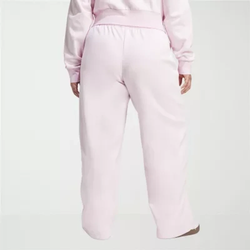 adidas Womens Plus Straight Mid Rise Fleece Sweatpant