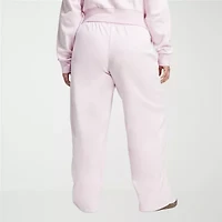 adidas Womens Plus Straight Mid Rise Fleece Sweatpant