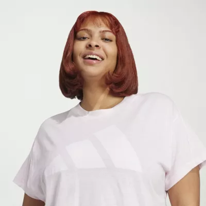 adidas Womens Plus Crew Neck Short Sleeve Active T-Shirt