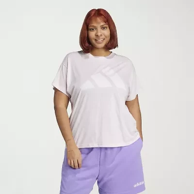 adidas Womens Plus Crew Neck Short Sleeve Active T-Shirt