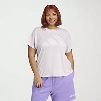 adidas Womens Plus Crew Neck Short Sleeve Active T-Shirt