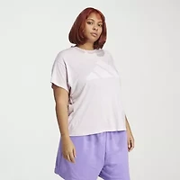 adidas Womens Plus Crew Neck Short Sleeve Active T-Shirt