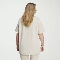 adidas Womens Plus Crew Neck Short Sleeve Active T-Shirt
