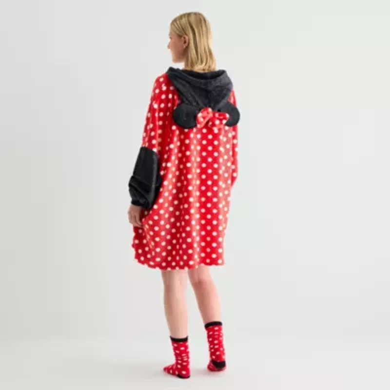 Disney Mjc Womens Minnie Mouse Hooded Long Sleeve Juniors Nightgown