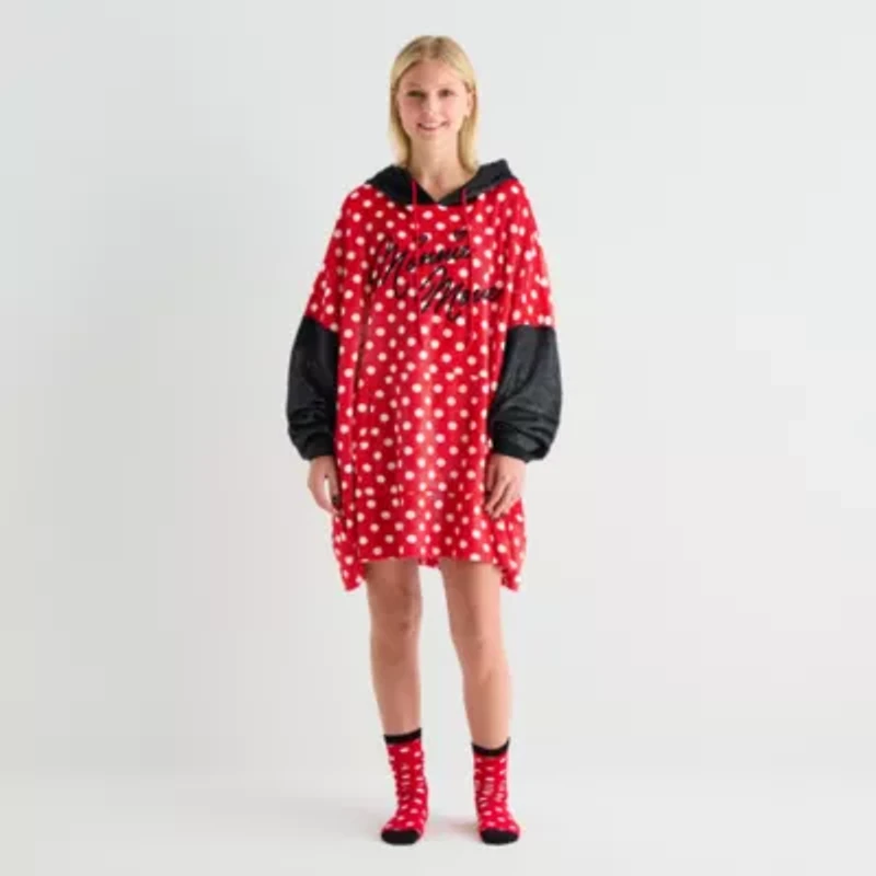 Disney Mjc Womens Minnie Mouse Hooded Long Sleeve Juniors Nightgown