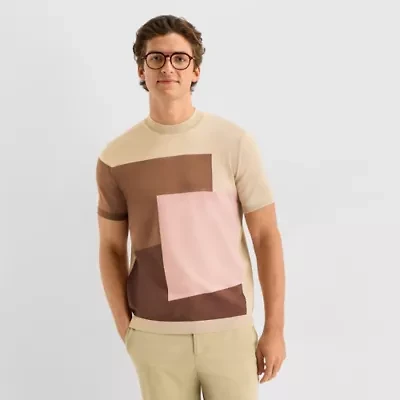 J. Ferrar Mens Short Sleeve Mock Neck Top