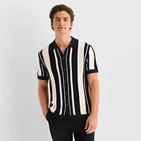 J. Ferrar Mens Short Sleeve Button Polo Sweater