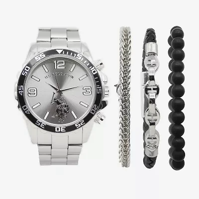 U.S. Polo Assn. Mens Silver Tone 4-pc. Watch Boxed Set Usc20296jc