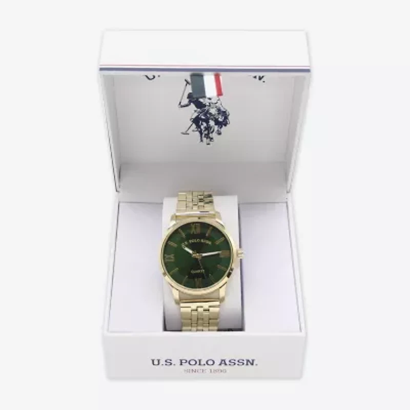 U.S. Polo Assn. Mens Gold Tone Watch Boxed Set Usc80943jc
