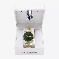 U.S. Polo Assn. Mens Gold Tone Watch Boxed Set Usc80943jc