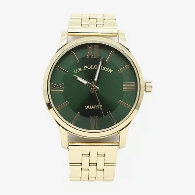 U.S. Polo Assn. Mens Gold Tone Watch Boxed Set Usc80943jc