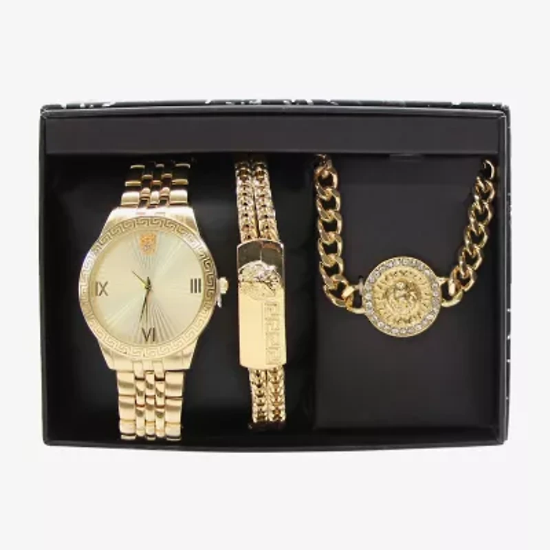 Geneva Mens Gold Tone 3-pc. Watch Boxed Set Mac7140jc