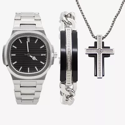 Geneva Mens Gray 3-pc. Watch Boxed Set Mac7142jc