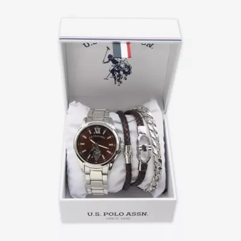 U.S. Polo Assn. Mens Silver Tone Strap Watch Usc20249jc