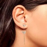 JS Jessica Simpson Gold Tone Womens Crystal Butterfly Drop Earrings