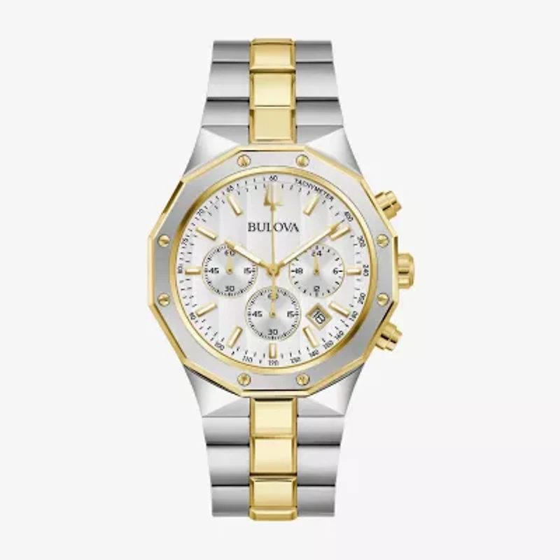 Bulova Prestige Mens Chronograph Two Tone Stainless Steel Bracelet Watch 98b450