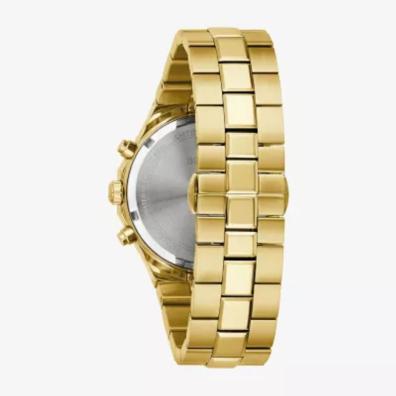 Bulova Prestige Mens Chronograph Gold Tone Stainless Steel Bracelet Watch 97b232